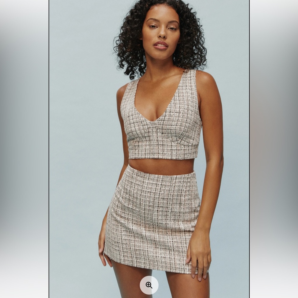 Reformation tweed crop top and skirt set (8)